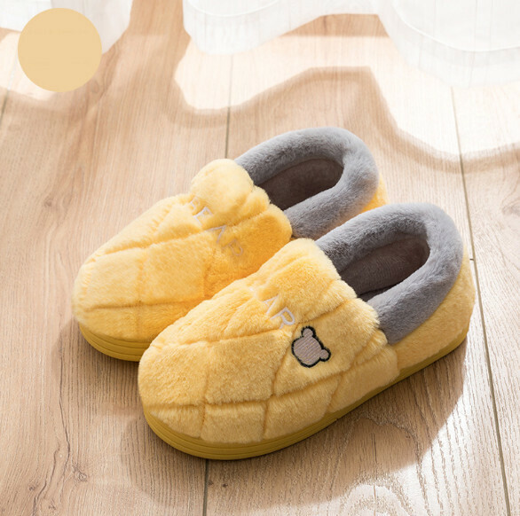 Popular home plush cotton slippers (yellow) [size 36-41] [contact customer service after placing the order to confirm the delivery size]