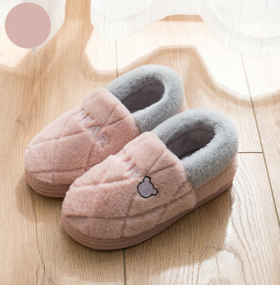 Popular home plush cotton slippers (lilac) [size 36-41] [contact customer service after placing the order to confirm the delivery size]