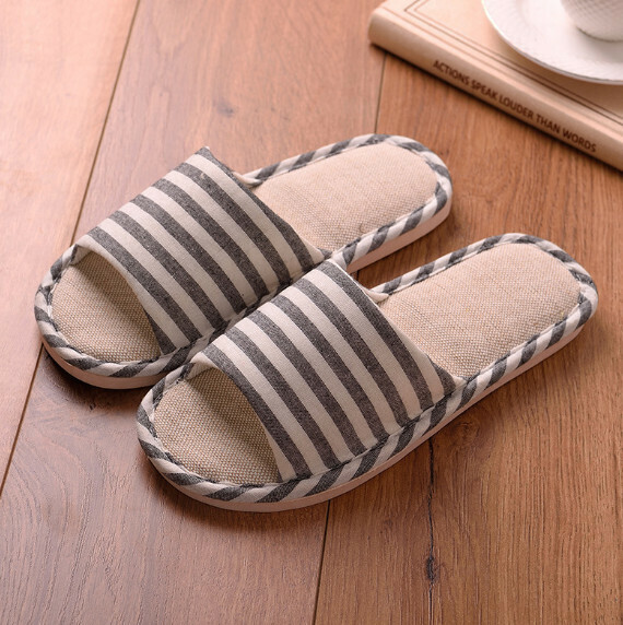 Popular non-slip soft-soled cotton and linen slippers (black) [size 40-45] [contact customer service after placing the order to confirm the delivery size]