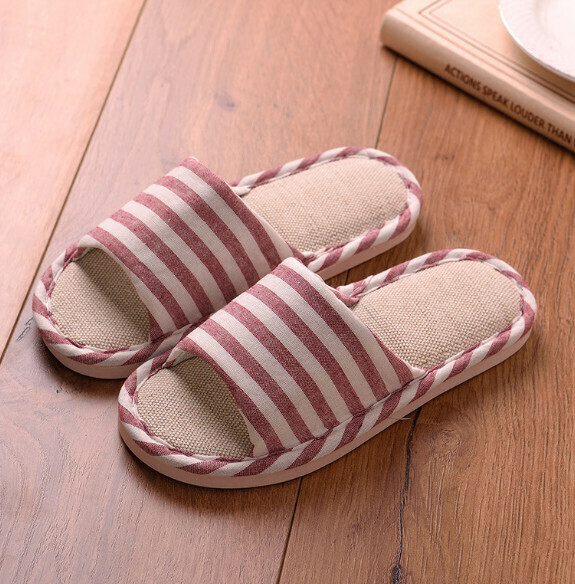 Popular non-slip soft-soled cotton and linen slippers (big red) [size 40-45] [contact customer service after placing the order to confirm the delivery size]