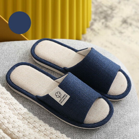 Popular indoor linen slippers (navy blue) [size 40-45] [contact customer service after placing the order to confirm the delivery size]