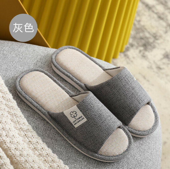 Popular indoor linen slippers (grey) [size 40-45] [contact customer service after placing order to confirm delivery size]