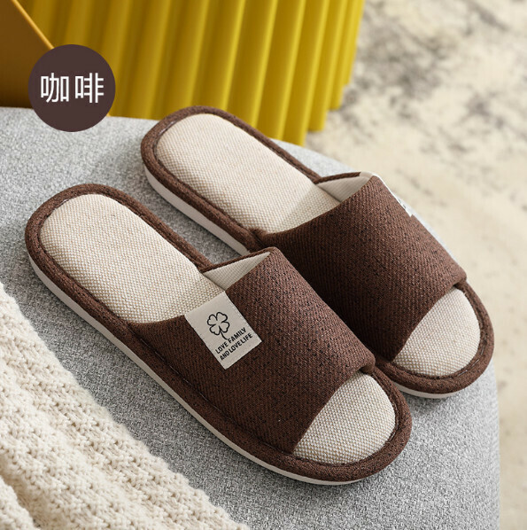 Popular indoor linen slippers (brown) [size 40-45] [contact customer service after placing order to confirm delivery size]