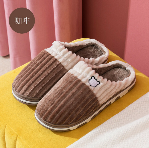 Popular home non-slip plush cotton slippers (M2219 brown) [size 40-45] [contact customer service after placing the order to confirm the delivery size]