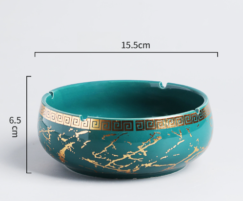 Hot push ashtray (large gilt line ashtray - dark green)