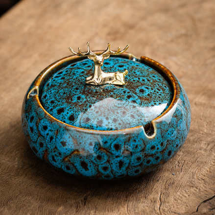 Hot push ashtray (Jinlu ashtray--kiln blue (with cover))