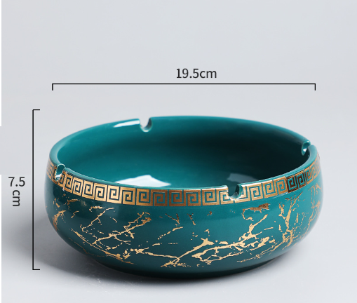 Hot push ashtray (extra large gilt line ashtray - dark green)