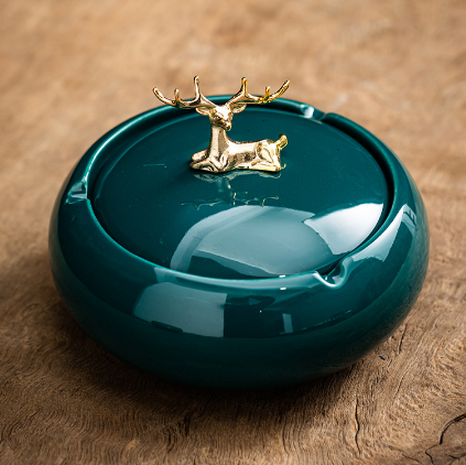 Hot push ashtray (Jinlu ashtray-dark green (with cover))