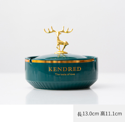 Hot push ashtray (emerald--gold edge ashtray (medium deer cover))