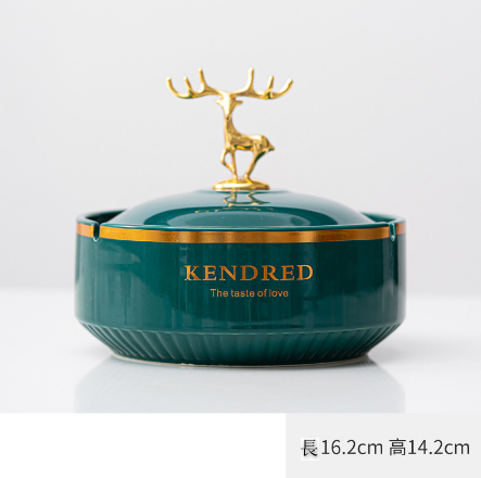 Hot push ashtray (emerald - gold edge ashtray (large deer cover))
