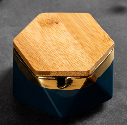 Hot push ashtray (gold European style ashtray - Jilan (with cover))