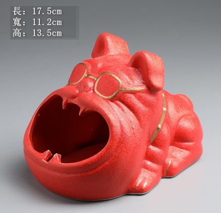 Hot push ashtray (big mouth bulldog--ashtray (red))