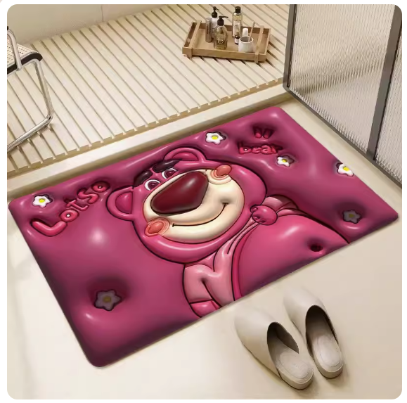 Popular bathroom water-absorbent non-slip floor mat (Strawberry Bear [diatom mud]) [size: 50x80cm]