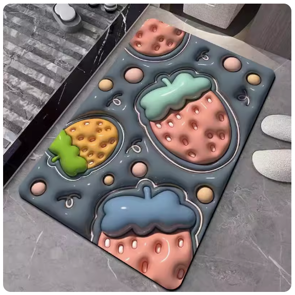 Popular bathroom water-absorbent non-slip floor mat (Strawberry Planet [Diatom Mud]) [Size: 50x80cm]