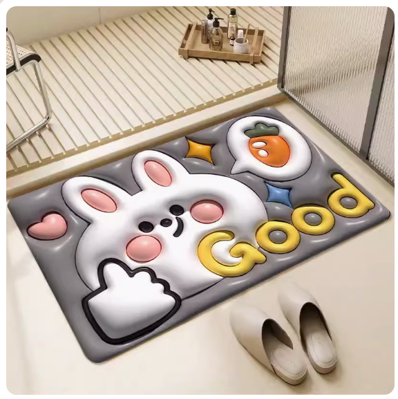 Popular bathroom water-absorbent non-slip floor mat (Good Rabbit [diatom mud]) [size: 50x80cm]