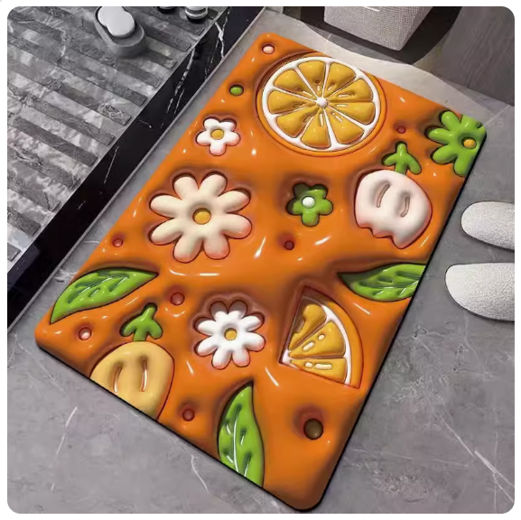 Popular bathroom water-absorbent non-slip floor mat (summer orange [diatom mud]) [size: 50x80cm]