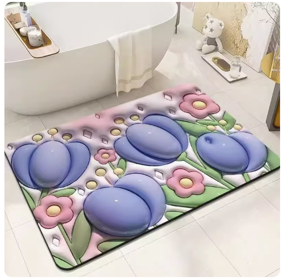 Popular bathroom water-absorbent non-slip floor mat (Tulip [diatom mud]) [size: 50x80cm]