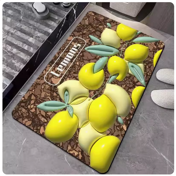 Popular bathroom water-absorbent non-slip floor mat (lemon [diatom mud]) [size: 50x80cm]