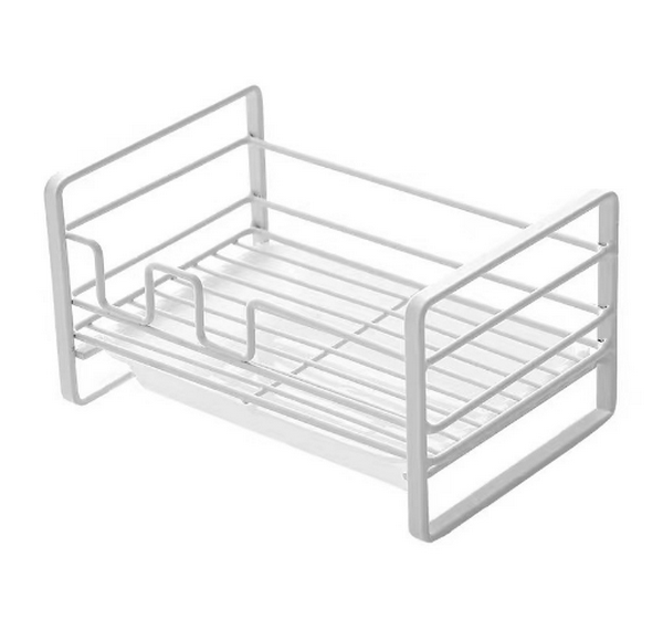 Hot style home bathroom, kitchen, toilet corner wrought iron punch-free storage rack (pearl white)
