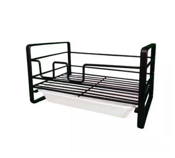 Hot style home bathroom, kitchen, toilet corner wrought iron punch-free storage rack (elegant black)