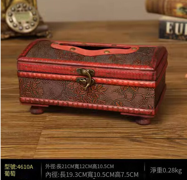 爆款復古木質商用抽紙盒子餐巾紙盒（葡萄款）