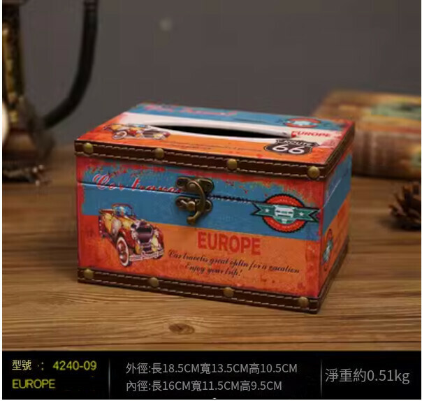 爆款美式復古紙巾盒（黑色短款-老爺車款）