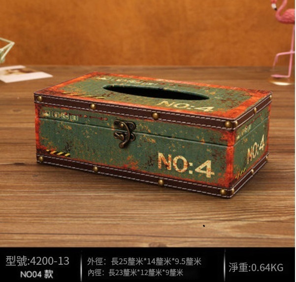 爆款美式復古紙巾盒（翠綠色長N004款）
