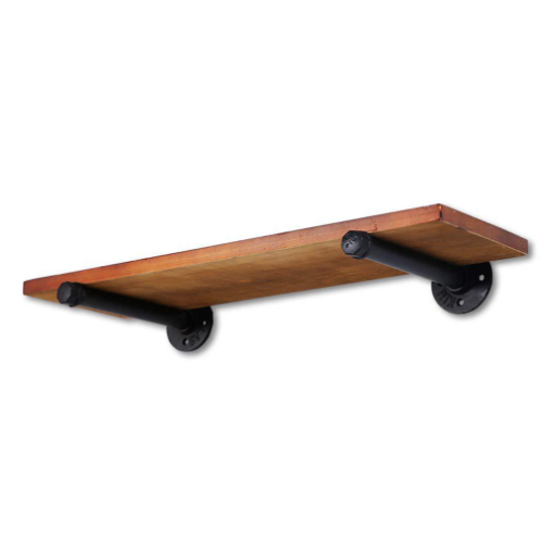 爆款鐵藝水管牆上置物架一字收納架（黑色，25cm)