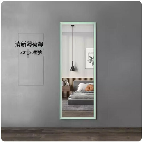 新款家用掛牆壁掛鏡子（30*120清新薄荷綠【掛牆款】）