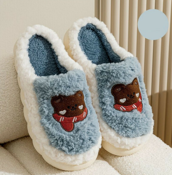 Hotly recommended thick-soled plush cotton slippers (blue) [size 40-45] [contact customer service after placing the order to confirm the delivery size]