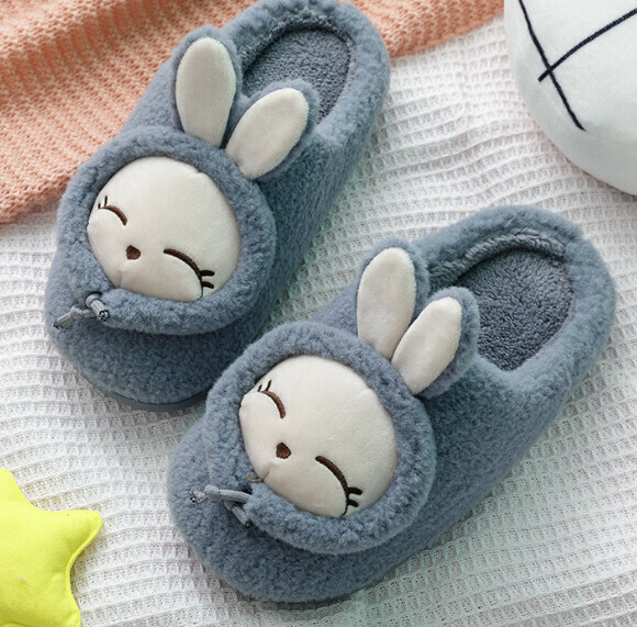 Hot recommended warm home cotton slippers (grey blue) [size 42-45] [contact customer service after placing the order to confirm the delivery size]