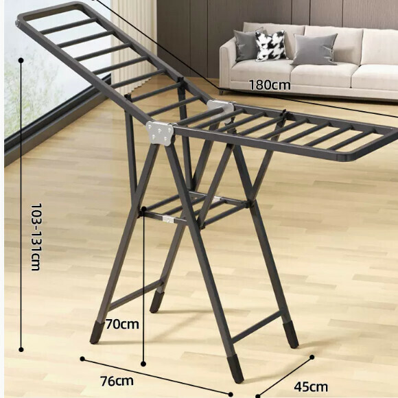 Hotly recommended multifunctional clothes drying rack, coat rack, simple hanging wardrobe, clothes drying rack [1.8m gun gray - double layer drying integrated pulley - with shoe holder] [size: (large)]