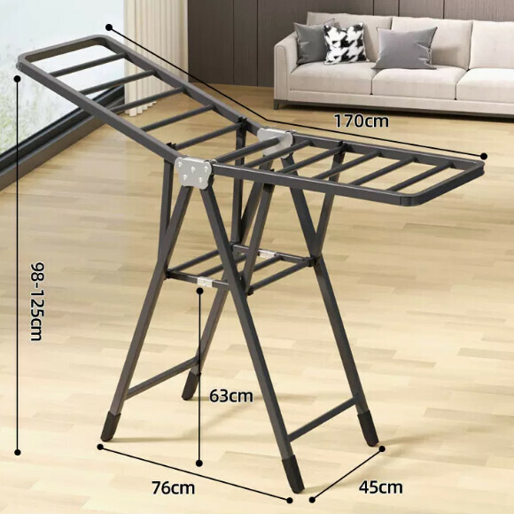 Hotly recommended multifunctional clothes drying rack, coat rack, simple hanging wardrobe, clothes drying rack [1.7 meters gun gray - double layer drying integrated pulley - with shoe holder] [size: (large)]
