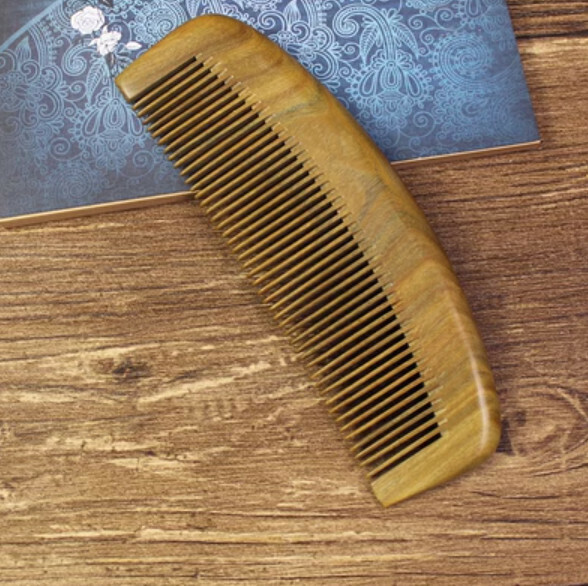Hot Push Wood Comb [Green Sandalwood 16cm]