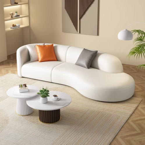 Hot recommendation [2.4m four-seater sofa + coffee table combination] technology fabric sofa set combination