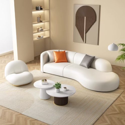 Hot recommendation [2.4m four-seat sofa + single seat + coffee table combination] technology fabric sofa set combination
