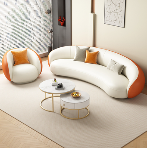 Hot recommendation [three-seater + single-seater + coffee table] curved sofa combination