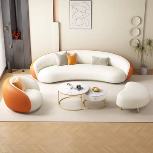 Hot recommendation [three-seater + single-seater + curved stool + coffee table] curved sofa combination