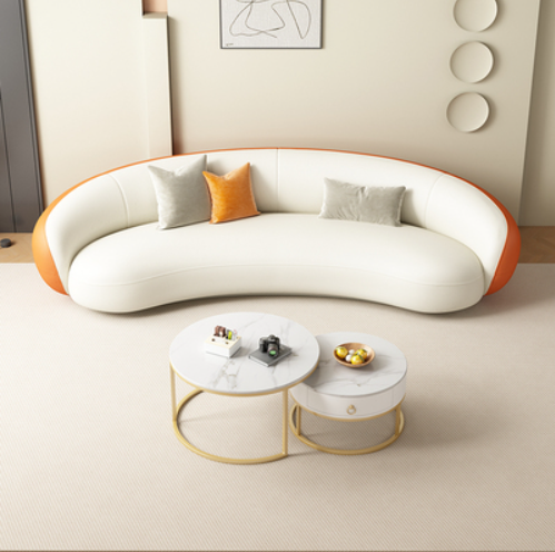 Hot recommendation [three-seater + coffee table] curved sofa combination
