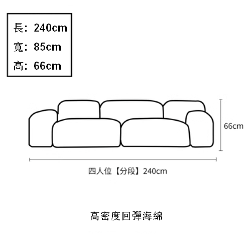 Hot recommendation [4-seater 2.4m sofa] Tofu block fabric sofa