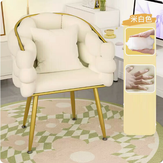 Hotly recommended backrest makeup chair ([high elastic sponge] off-white + pillow)