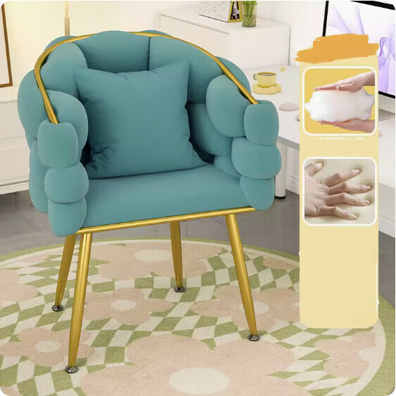 Hotly recommended backrest makeup chair ([high elastic sponge] sky blue + pillow)