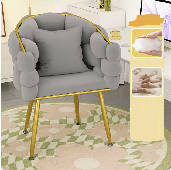 Hotly recommended backrest makeup chair ([high elastic sponge] light gray + pillow)