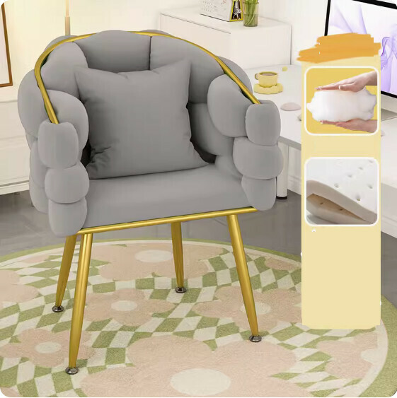 Hotly recommended backrest makeup chair ([comfortable latex] light gray + pillow)