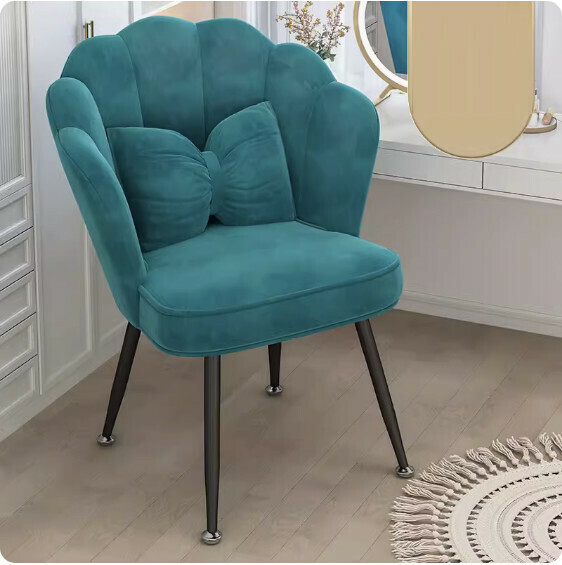 Hotly recommended backrest makeup chair (sea blue-black leg sponge style + butterfly waist pillow)