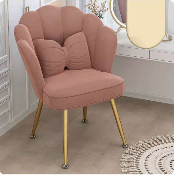 Hotly recommended backrest makeup chair (bean paste powder-golden leg sponge style + butterfly waist pillow)