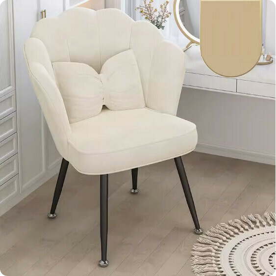 Hot recommended backrest makeup chair (off-white - black leg sponge style + butterfly waist pillow)