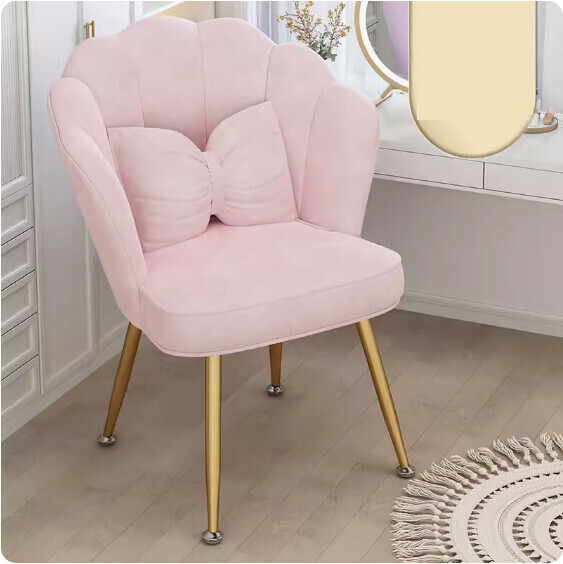 Hotly recommended backrest makeup chair (goddess pink-golden leg sponge style + butterfly waist pillow)