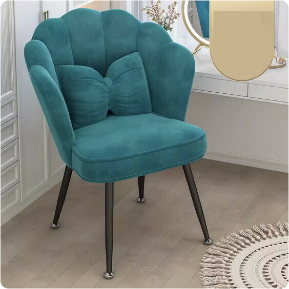 Hotly recommended backrest makeup chair (sea blue-black leg latex model + butterfly waist pillow)