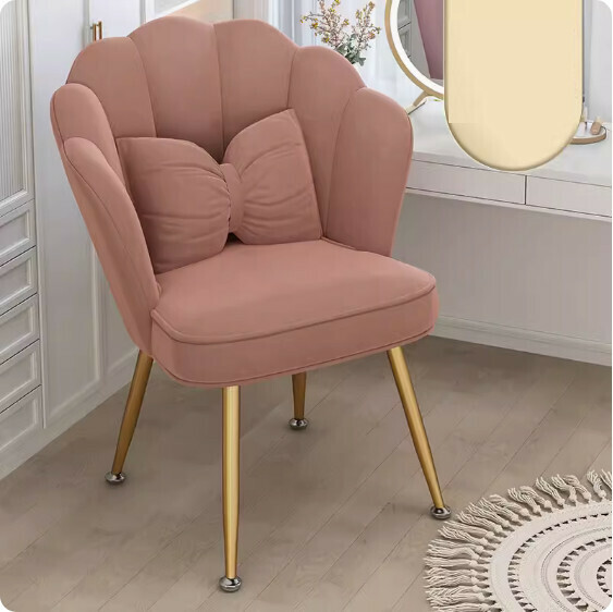 Hotly recommended backrest makeup chair (bean paste powder-golden leg latex model + butterfly waist pillow)
